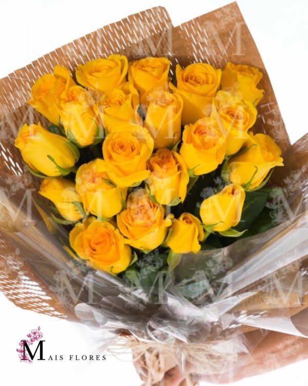 Lindo 18 rosas amarelas  embaladas em tela especial