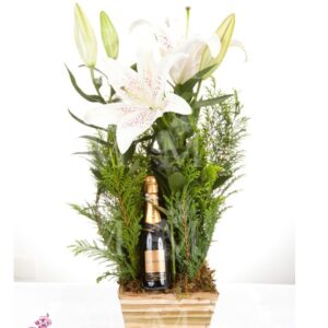 Lírios brancos cachepot + chandon baby