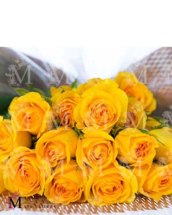 Lindo 18 rosas amarelas  embaladas em tela especial - Imagem 2
