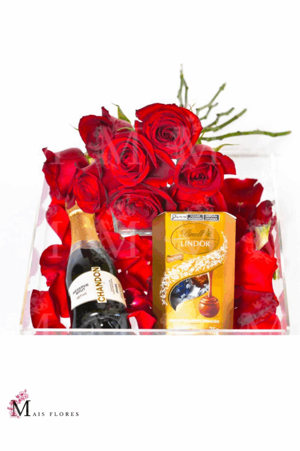 Honeymoon acrílico com pétalas de rosas